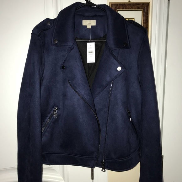 navy blue suede biker jacket